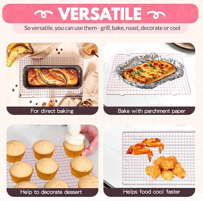 2 PCS Cooling Racks for Cooking and Baking, 16x10 Inches Stainless Steel Cooling Rack, Sheet Pan with Wire Rack for Baking Sheet, Bacon Rack Oven Safe Fits Jelly Roll Sheet Pan
