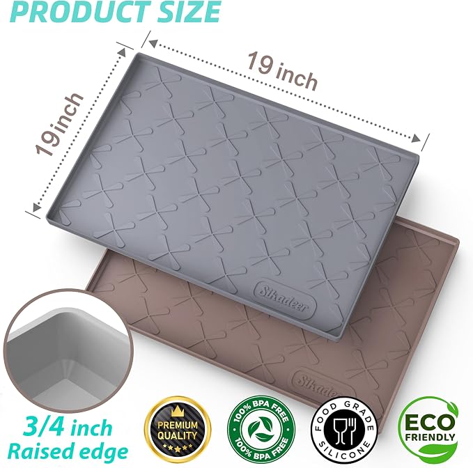Waterproof Under Sink Mat 19" x 19" Silicone Mat Cabinet Protector | Heavy Duty Kitchen Cabinet Liner, Easy Press Drain, Home Essentials for Pet Feeding, Boots, Bathroom, Organizers & Storage