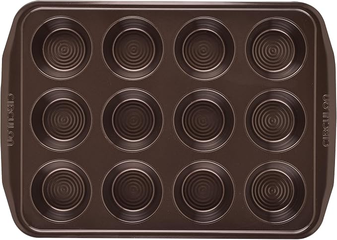 Circulon Nonstick Bakeware 12-Cup Muffin Tin, Brown, Steel