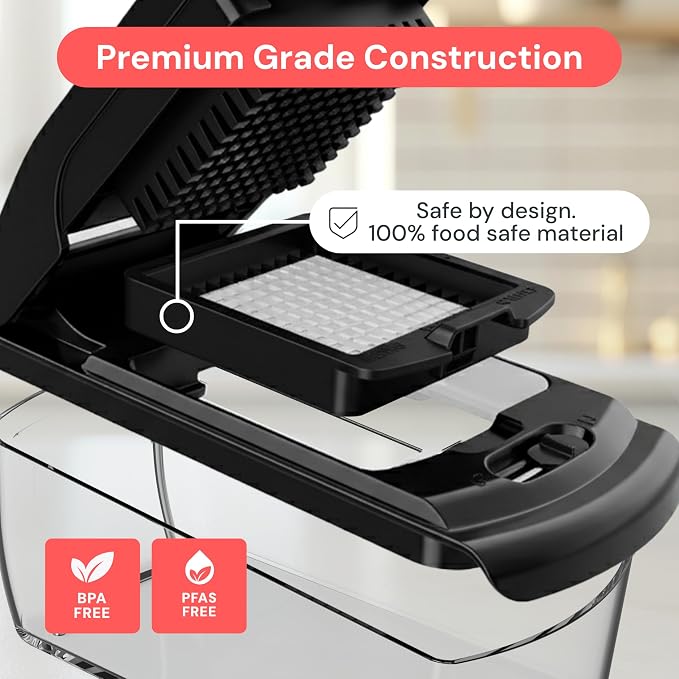 Fullstar Pro Original Vegetable Chopper & Mandoline - Chopper & Mandoline Lids - Food Chopper with Container, Fruit Slicer, Onion Dicer - All-in-One Prep Tool - Kitchen Gadgets & Gifts (8 in 1, Black)