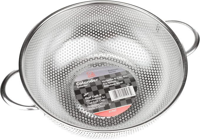 Chef Craft Select Micro-Perforated Colander, 2.5 quart, Stainless Steel