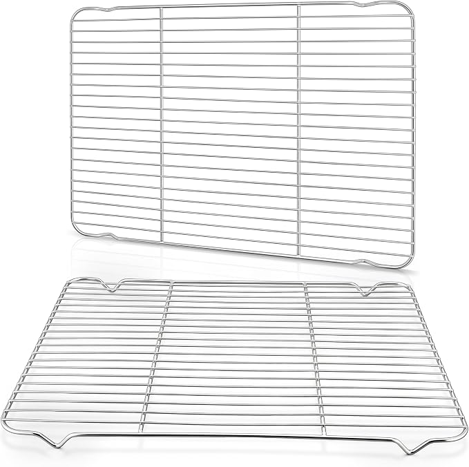 Homikit Cooling Racks for Cooking and Baking, 16.6”*11.5” Large Stainless Steel Wire Rack for Oven Cooking Roasting Grilling Drying, Cookie Bacon Pizza Mesh Cooling Racks, Dishwasher Safe, 2 PCS