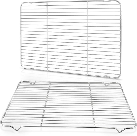Homikit Cooling Racks for Cooking and Baking, 16.6”*11.5” Large Stainless Steel Wire Rack for Oven Cooking Roasting Grilling Drying, Cookie Bacon Pizza Mesh Cooling Racks, Dishwasher Safe, 2 PCS