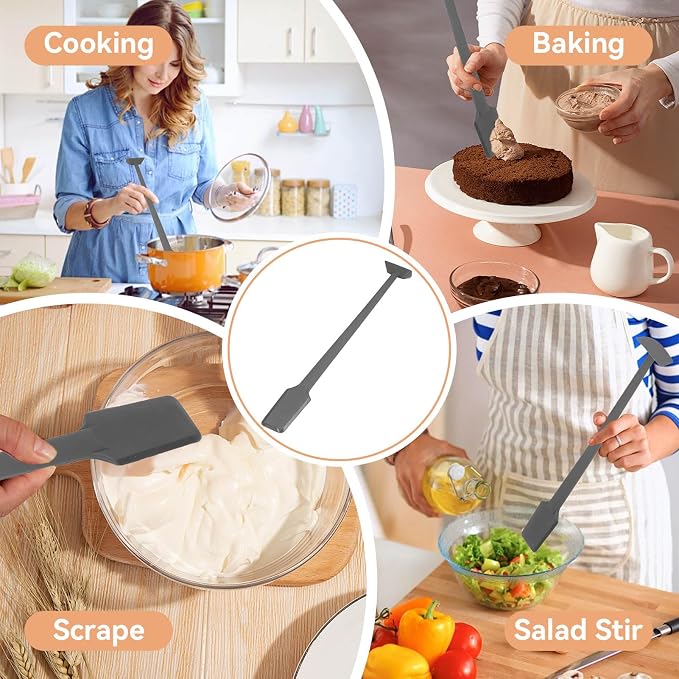 Silicone Jar Spatula, 36cm Long Handle Food Scraper for Jars, Smoothies, Blenders, Kitchen Stirring Mixing Scraper Dual-End Narrow Silicone Spatula
