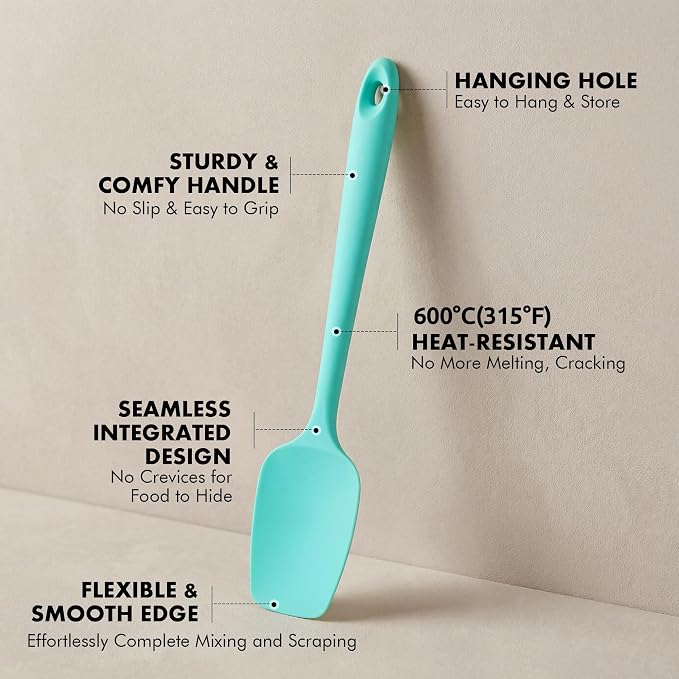 Silicone Spoonula Set: 600ºF Heat Resistant Food Grade Cooking Baking Utensils, Kitchen Flexible Nonstick Rubber Pan Spoon Spatula for Mixing, Scrambling, Scooping (3 Pieces, Multicolor 5)