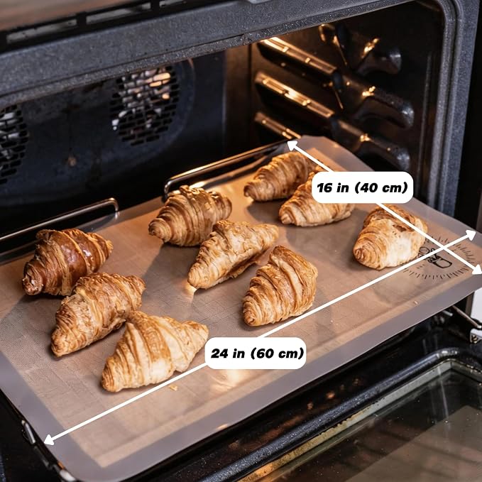 Silicone Baking Mats - Full Size Baking Sheet Liners, Pack of 2, Gray | Oven Safe, Non-Stick Silicone Baking Sheet Liner, Perfect For Baking Macarons Cookies, Pastry & Cakes, 16 x 24 in (40x60 cm)