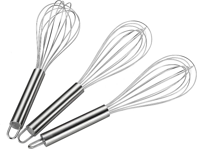 Stainless Steel Wire Whisk Set – 3 Pack, 10 Inch Balloon Whisk