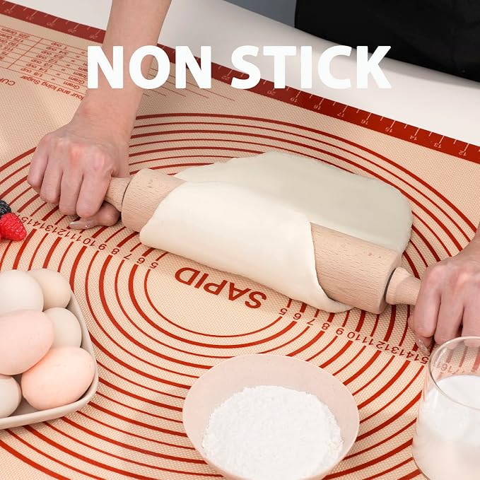 Sapid Thick Silicone Pastry Mat Baking Dough Rolling Extra Large 24" x 36" | Non-slip with Measurements for Non-stick Dough Rolling, Pie Crust, Kneading Mats, Countertop, Placement Mats (Red)