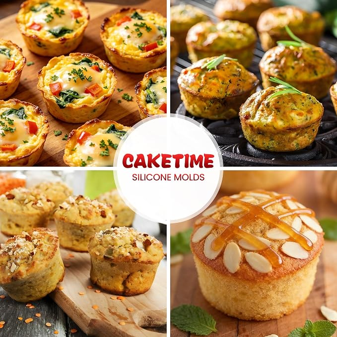 CAKETIME Silicone Muffin Pan for Air Fryer Oven, Nonstick 7-Cup Red | Food-Grade, For Egg Bites, Muffins, Cupcakes, Mini Quiche, 1 Pack