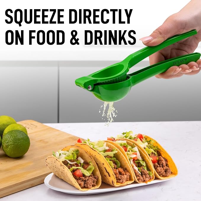 Zulay Metal Lime Squeezer – Heavy-Duty Citrus Juicer for Maximum Juice Extraction – Easy Manual Press for Limes & Lemons – Durable & Ergonomic Hand Juicer - Green