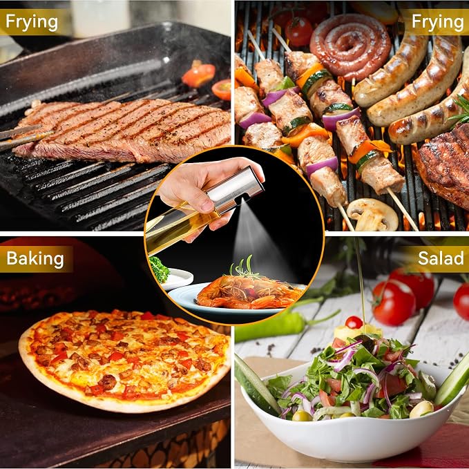 ZENG Glass Oil Sprayer for Cooking, 1.0 ml, Portable, Reusable, Round, Hand Wash Only, Olive Oil Spray for Salad, BBQ, Kitchen Baking