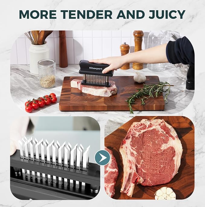 Kitexpert Meat Tenderizer 36 Ultra Sharp Blades Meat Tenderizer Tool with Stainless Steel Needle, Detachable Base for Easy Cleaning, Heavy Duty Tenderizer for Chicken, Steak