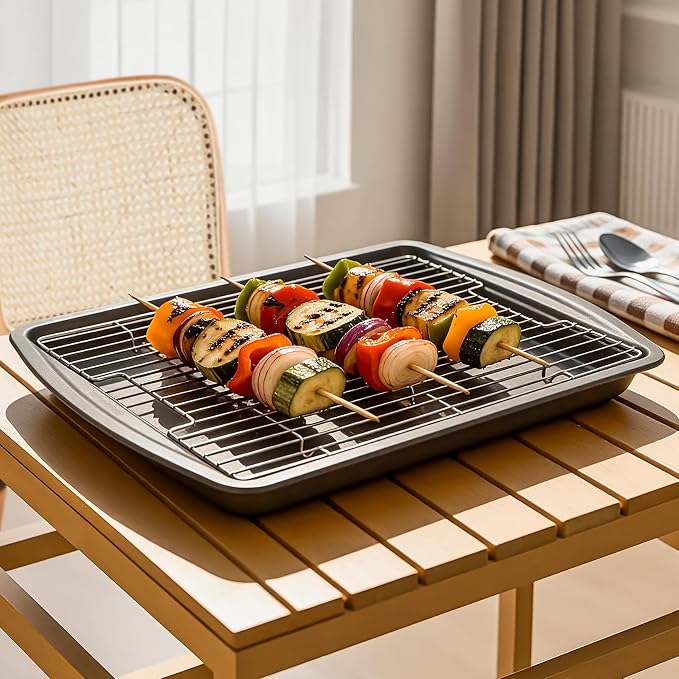 Stainless Steel Cooling Rack & Baking Rack Compatible with GoodCook 15” x 10.5” Nonstick Carbon Steel Baking Pan (A Pack)