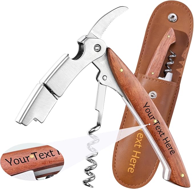 Fanery Sue Personalized Wine Opener - Custom Engraved Professional Corkscrews for Wine Bottles w/Foil Cutter and Cap Remover - Manual Wine Key