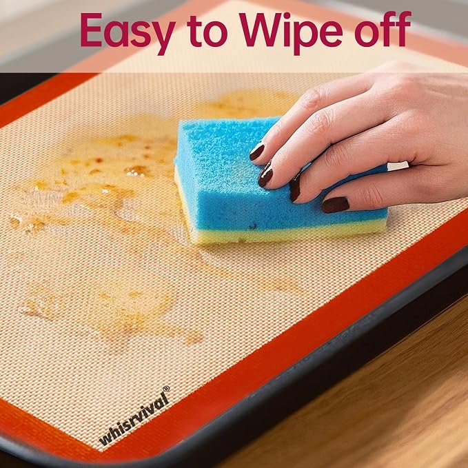 Silicone Baking Mat, Reusable Silicone Baking Sheets for Oven, 2Pcs Half Sheet(16.5"x11.6") Non-Stick (Orange) | Reusable Silicone Baking Sheets for Oven(Orange)