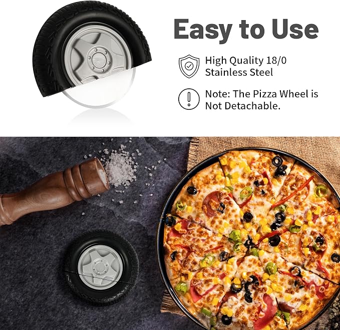 YOBRO Tire Pizza Cutter Wheel By YOBRO- Pizza Cutter, Pizza Slicer Stainless Steel, Funny Kitchen Accessories,gift for Car Lovers,White Elephant Gifts,Stocking Stuffers for Family