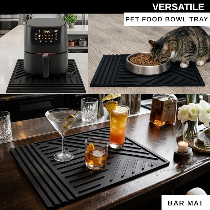 Large Silicone hot Pads for kitchen16x12In Trivet with Thick and Modern Design, Heat Resistant, Mat for Hot Dishes - Black