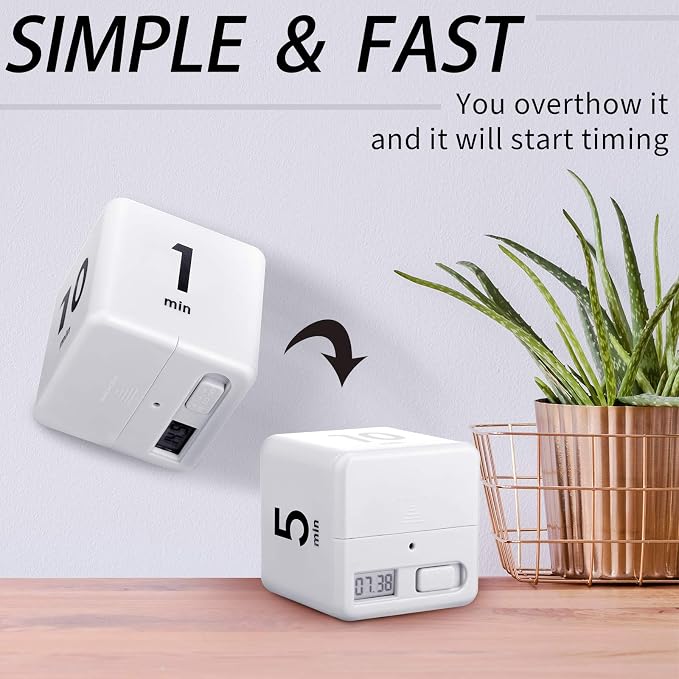 Weewooday 2 Pieces Cube Productivity Timer Flip Gravity Sensor Flip Countdown Countup Workout Timer Management 1 3 5 10 Minutes and 15 20 30 60 Minutes for Back to School Work Kitchen(White, Red)