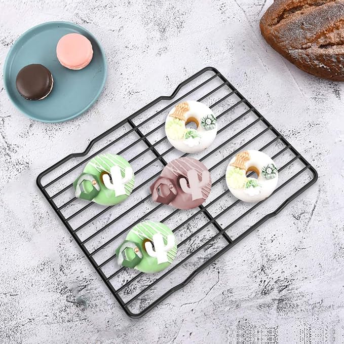 2 Pack Cooling Rack for Baking, 8.3" x 11.4" Stainless Steel Grill Rack, Small Grid Baking Rack for Baking Cooking Roasting Oven (Black)
