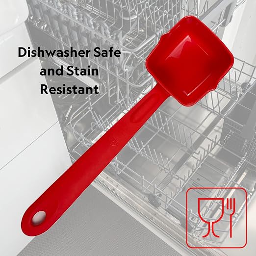 Rite-Size 10 oz. Solid Square Server Portion Utensil, Copolymer Plastic Heat Resistant Professional Cooking Tool, Red