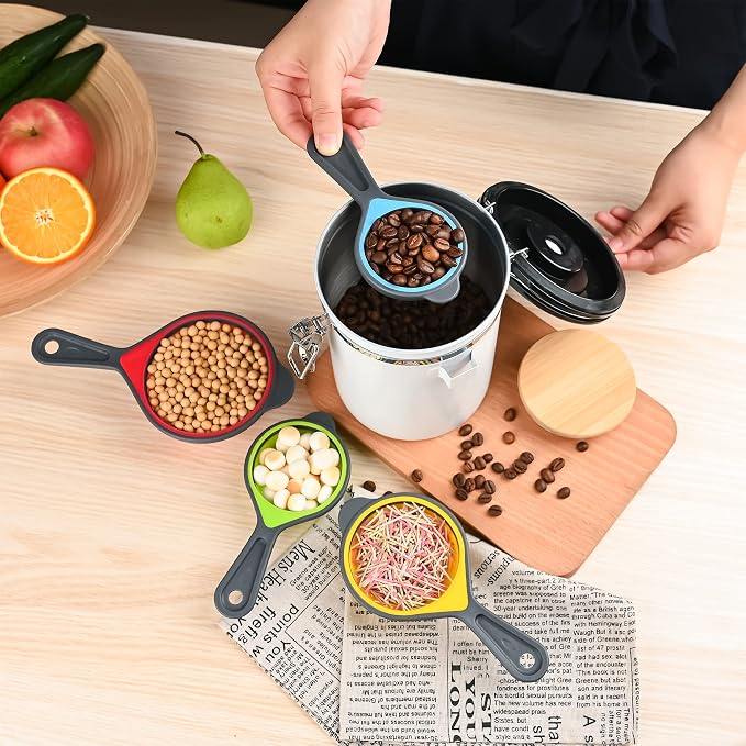 Collapsible Measuring Cups and Spoons Set, Silicone Measure Cups & Spoons, Engraved Markings Measurer Cups Spoons for Baking and Kitchen Green