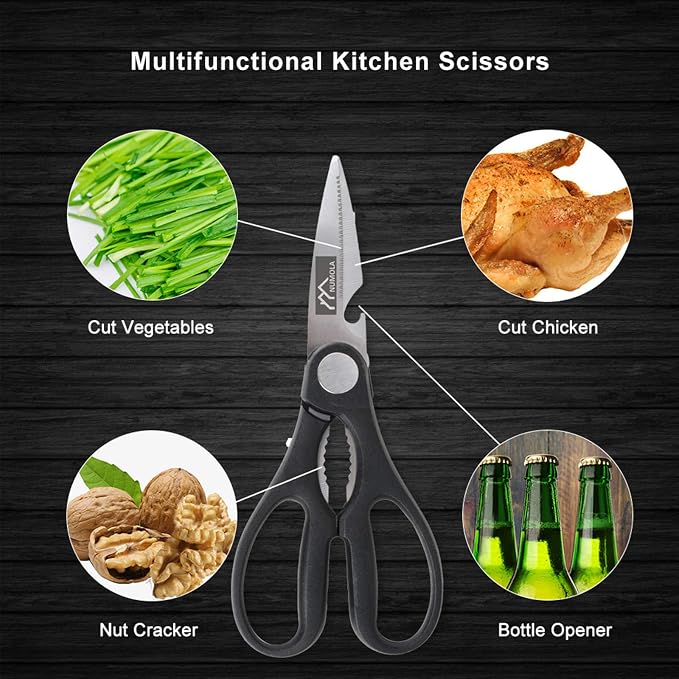 6 Pieces Black Professional Chef Knife Set with Stainless Steel Cutlery | BBQ Knife Set, Ergonomic Design Handle, Gift Box for Festival, Kitchen Essential