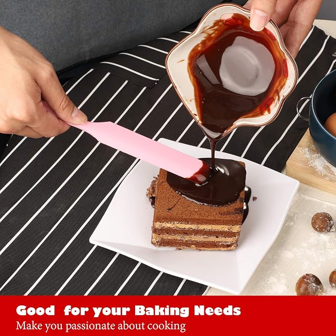 Heat Resistant Silicone Spatulas Set 6pcs, Seamless Design Non-Stick Mixing Spatulas with Stainless Steel Core, Premium BPA-Free Rubber Spatula Baking Cooking Utensile for Home Kitchen BBQ (pink)
