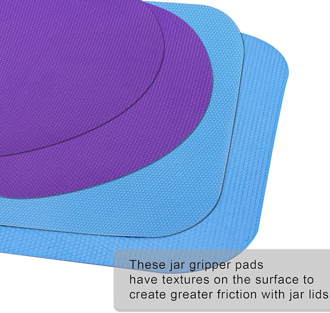 LUTER 4pcs Jar Opener Gripper Pad for Seniors with Weak Hands, Rubber | Multi-function Silicone Bottle Opener Lid Cap Rubber Gripper Pads Kitchen Coasters Gadgets, Blue, Purple