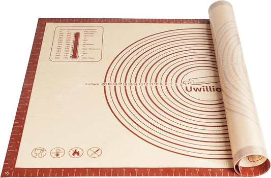 UWILLION Silicone Pastry Mat 36 x 24 Inch Extra Large Baking Mat with Measurement for Counter Dough, Rolling, Fondant, Pie Crust