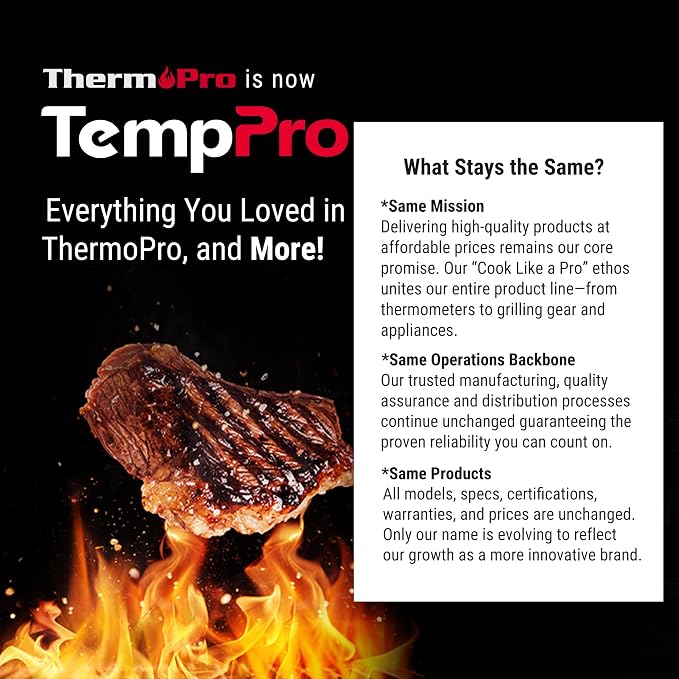 TempPro Lightning 1 Sec Instant Read Meat Thermometer, Kitchen Food Thermometer with 180° Rotating Display, IP67 Waterproof Cooking Thermometers for Deep Fry Smoker Grill BBQ(Previously ThermoPro)