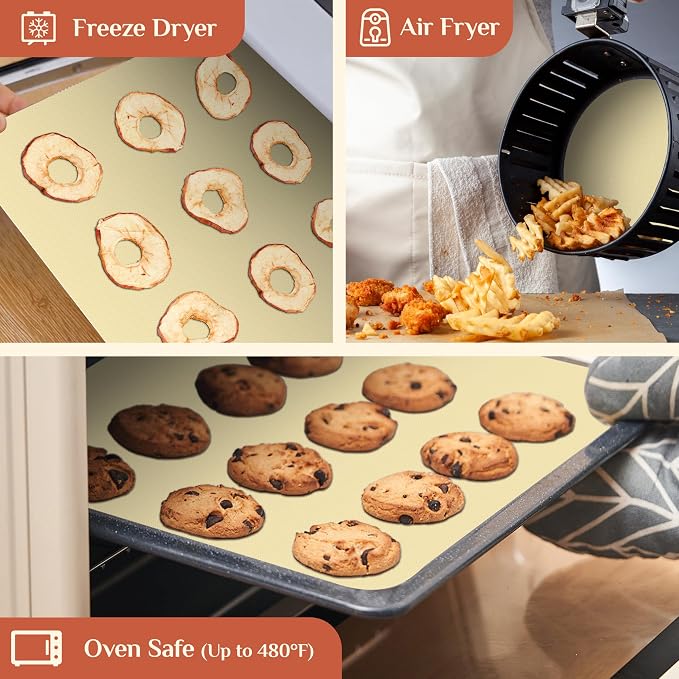 GTJ Silicone Baking Mat Roll, Reusable Baking Sheet Liners, 24 in x 6 ft | Free Cut to Size, Food-Grade, Non-Stick, Non-Slip, For Dough, Pastry, Air Fryer, Freeze Dryer, Oven Pan, Kitchen Counter