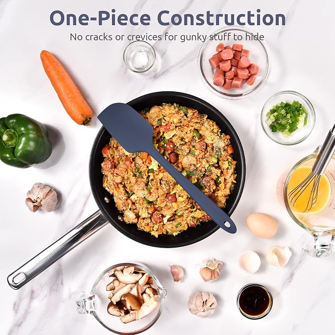Heat Resistant Silicone Large Spatula: U-Taste 600ºF High Heat Flexible 11.38in Silicon Mixing Stirring Cooking Scraping Baking Bowl Scraper Seamless Spreader for Nonstick Cookware (Midnight Blue)