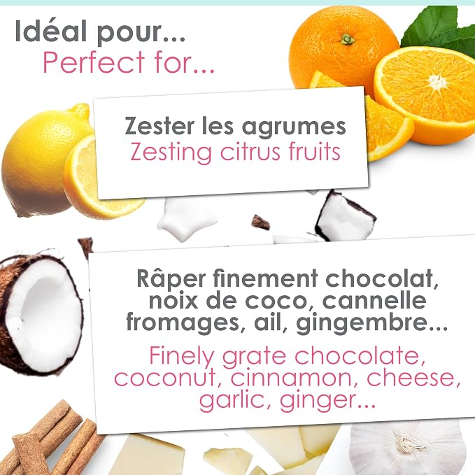 ScrapCooking 5148 Citrus Zester, Chocolate, Coconut, Cinnamon, Garlic, Ginger - Stainless Steel for Kitchen & Pastry - Lemon Zest, Orange