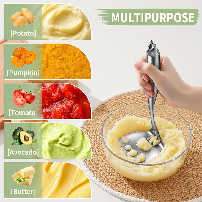 Heavy Duty Potato Masher Stainless Steel, ASWETMEL Cat Paw Shape Mashed Potato Masher Kitchen Tool, Solid Integrated Potatoes Smasher for Beans, Avocados, Squash, Dishwasher Safe