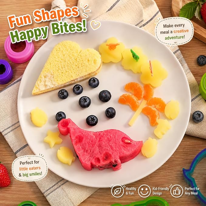 FUNGYAND Sandwich Bread Cutter Set, 45 in 1 Bento Lunch Box Accessories Kit Includes Fruit Cutter, Animal Food Picks, Rice Ball Maker, Easy to Use