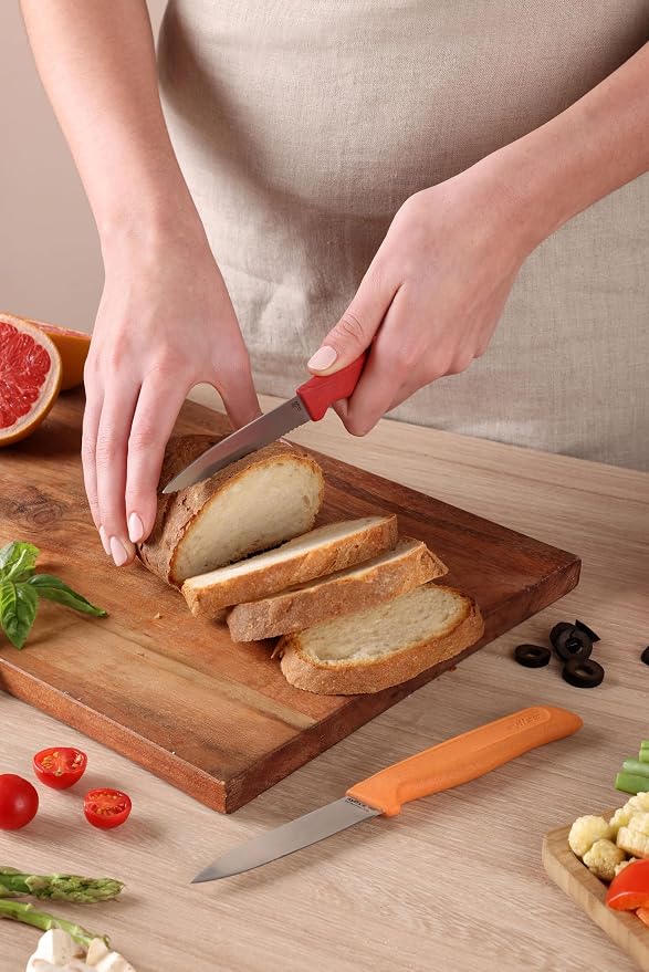 Zyliss Classic 2 Piece Paring Knife Set with Straight & Serrated Blades, Stainless Steel 15° Hollow-Ground Edge, Ergonomic Wheat Straw Handles, Blade Covers Included