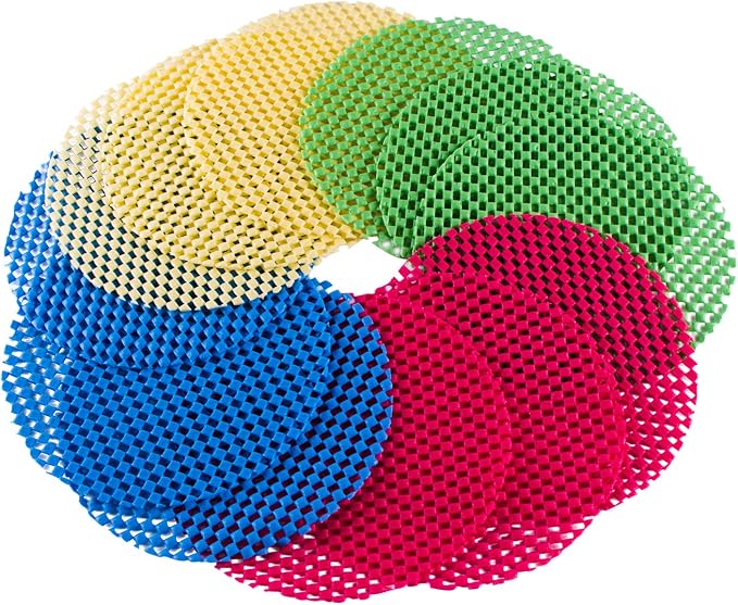 Super Z Outlet 12 Pack Multi-Purpose Manual Jar Gripper Pad Rounds, Bottle Openers, Blue/Green/Red/Yellow