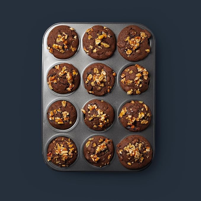 Masterclass Heavy Duty 12 Hole Cupcake Baking Tray Tin Pan with Double Layer Non-Stick Coating | Ideal for Baking Buns, Cupcakes, Yorkshire Puddings and Muffins
