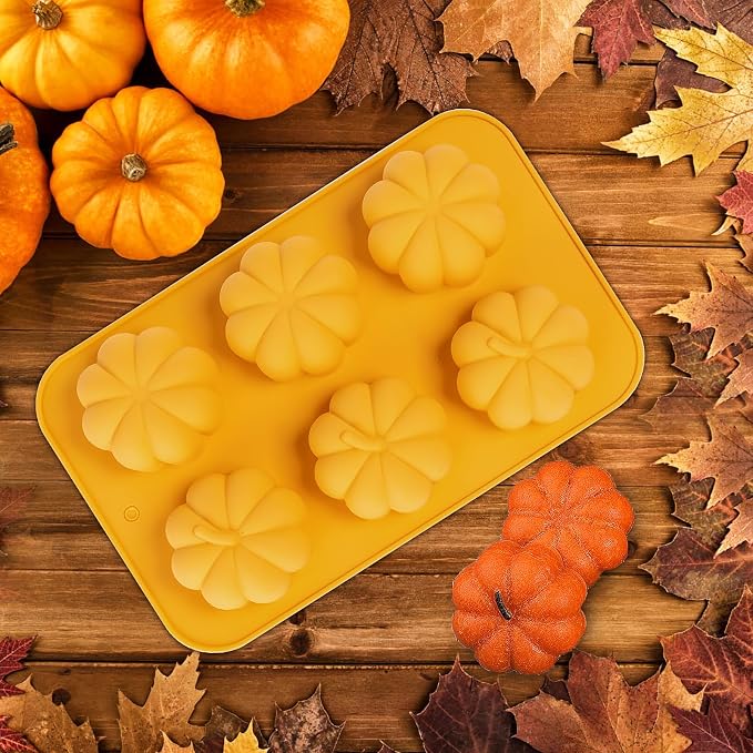 Silicone Pumpkin Mold, 3 Pack Pumpkin Soap Molds Fall Baking Molds for Muffin Cake Pop Jello Chocolate Bomb Fall Bath Bomb Moulds, 3D Thanksgiving Molds for Making Autumn Wax Candle