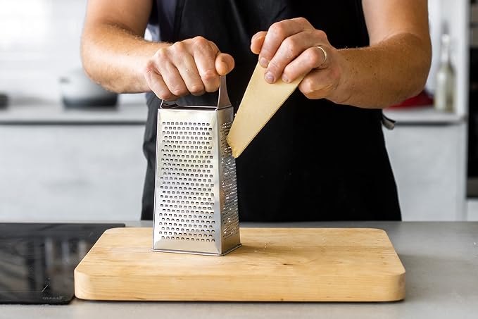 MasterClass Acid-Etched Stainless Steel Box Grater with Handle, 24 cm (9.5"), Silver