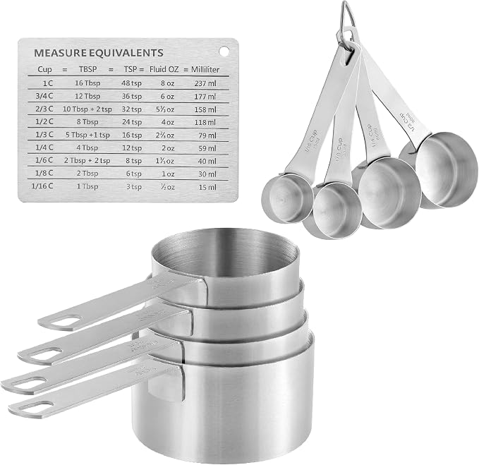 Measuring Cups Set,OLULU 18/8 Stainless Steel 8-Piece Metal Measuring Cups, Professional Measuring Cups for Home Kitchen Baking and Cooking.