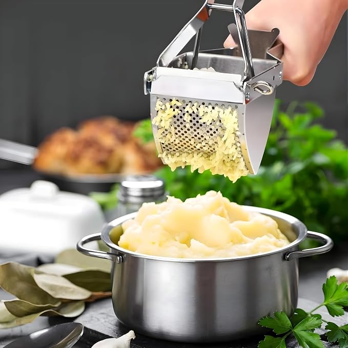 Heavy Duty Potato Ricer Stainless Steel, 23 Oz Large Capacity Press for Mashed Potatoes, Dishwasher Safe Hand Ricer for Smooth Lump-Free Mash, Vegetable Puree Maker for Baby Food