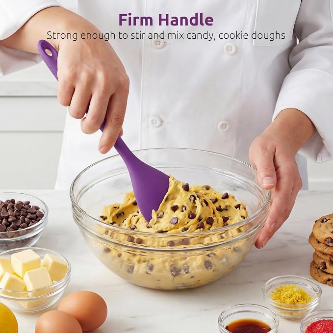 600ºF Heat Resistant Spatula Spoon: U-Taste Flexible Silicone Cooking Scoop Spoonula, Serving Mixing Scraping Food in Non-Stick Pan Cookware, Seamless Multifunctional Kitchen Utensil (Purple)