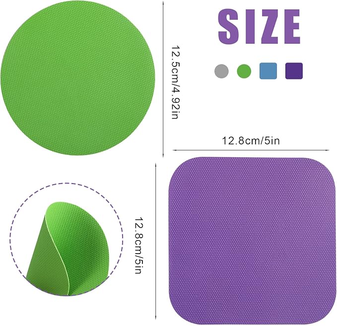 LUTER 4pcs Jar Opener Gripper Pad for Seniors with Weak Hands, Rubber | Multi-function Silicone Bottle Opener Lid Cap Rubber Gripper Pads Kitchen Coasters Gadgets, Blue, Green, Gray, Purple