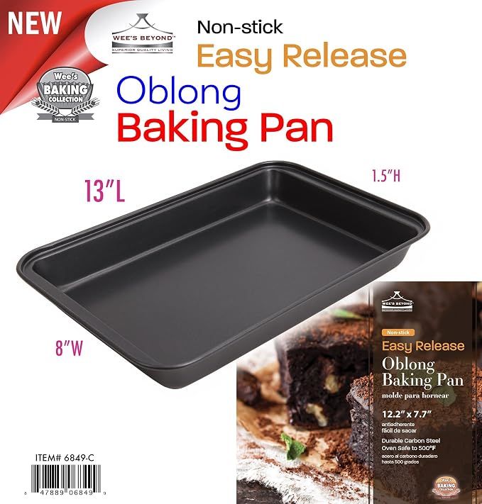 Wee's Beyond Non-Stick Easy Release Oblong Baking Pan 12.2" x 7, Dark Gray