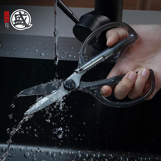Detachable Poultry Shears, Clear Acrylic Handle | Titanium-plated 1.4116 stainless steel blades, detachable design, clear acrylic handle for meat, fish, nuts and vegetables