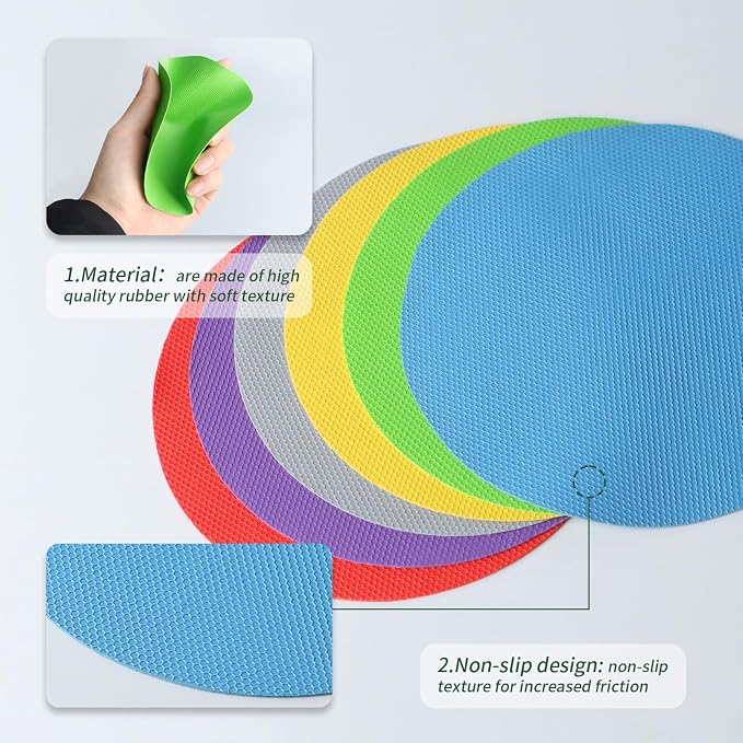 Imeepa 6PCS Rubber Jar Opener Gripper Pads for Seniors (6 Colors) | Non-Slip Rubber Grips Open Tight Jars Easily. Ideal for Arthritis, Weak Hands. 6-Piece Set, Versatile For Bottles & Cans