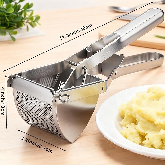 Potato Ricer, METLUCK Large 22oz Potato Ricer Potato Masher Stainless Steel Heavy Duty for Smooth and Fluffy Mashed Potatoes
