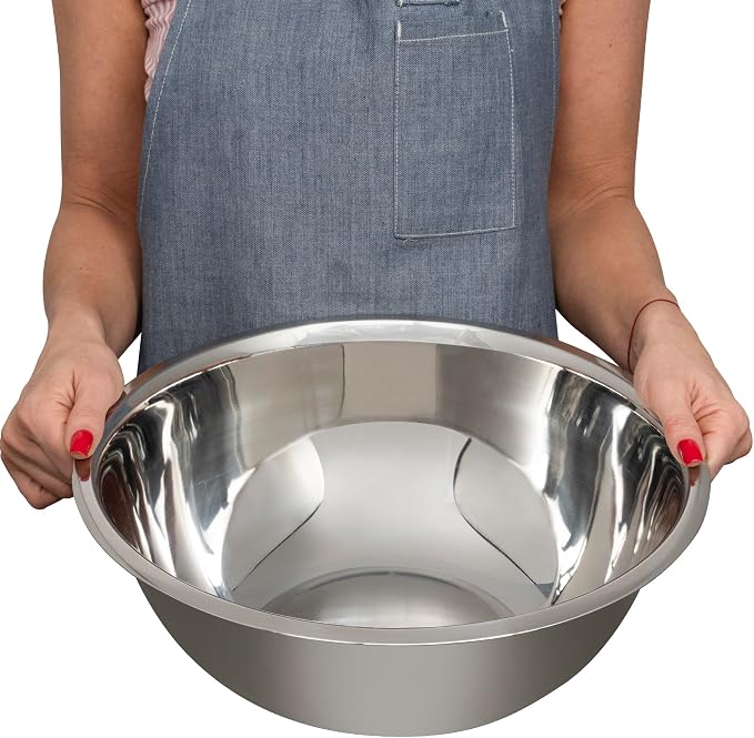 WHYSKO® Large Mixing Bowls, Set of 3 Stainless Steel 5 Quart Bowls for Restaurants, Food Service, Caterers and Home Kitchen Use, Rust Proof Bowls Great for Meal Prep, Baking, Serving, Food Storage
