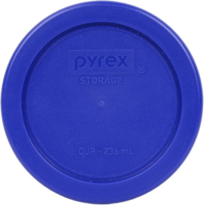 Pyrex 7202 1-Cup Glass Bowls With Cadet Blue Lids (4 Pack) - Made in USA | 7202-PC | Tempered Glass Construction | BPA-Free Plastic | Easy Clean Surface | Top-Rack Dishwasher Safe